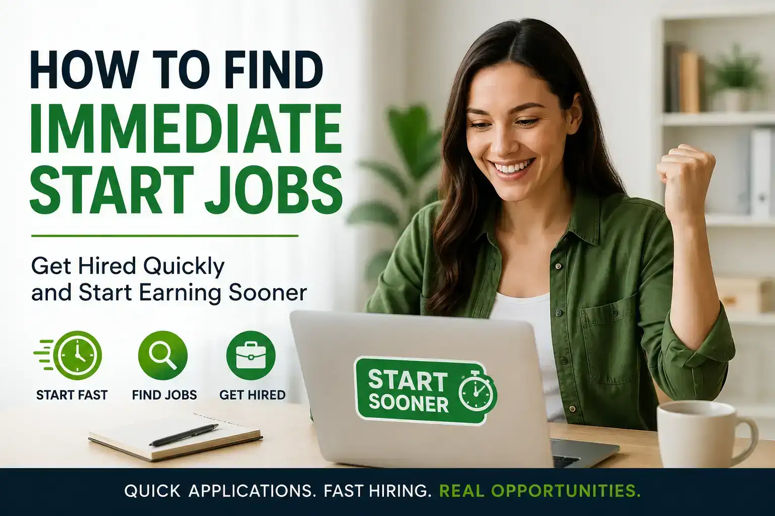 Job seeker searching for immediate start jobs online using TavaJobs career advice